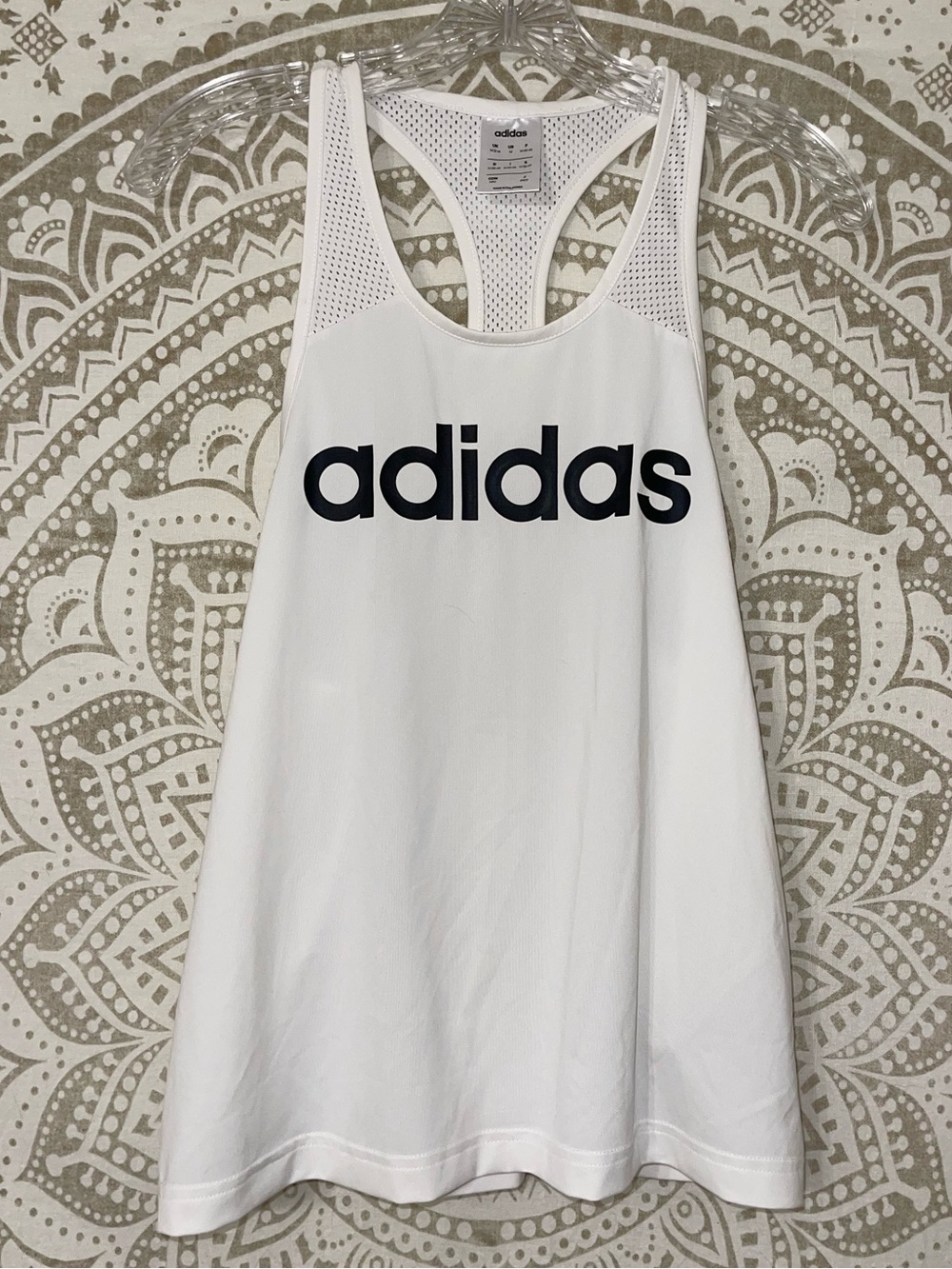 "ADIDAS" LADIES CLIMATE WHITE/BLACK TANK TOP WITH OPEN BACK, ADULT MEDIUM